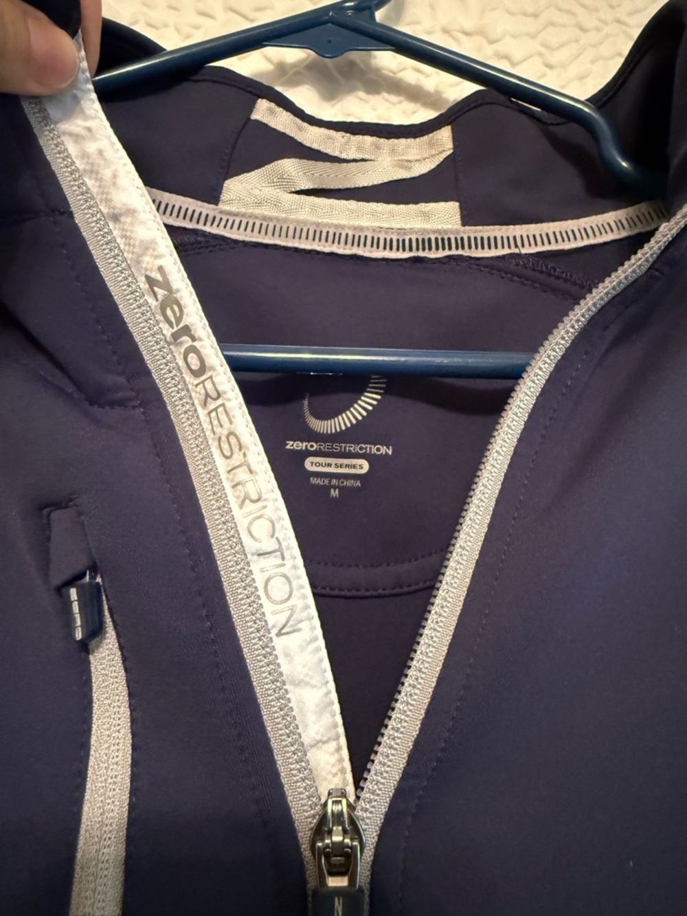 Zero Restriction Tour Series Navy Quarter-Zip Pullover with Gray Accents, Medium - Picture 2 of 5